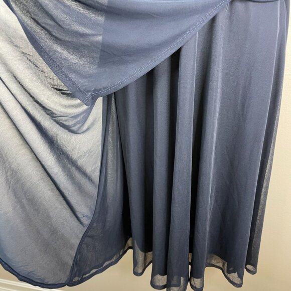 Vintage Y2K Womens Old Money Faux Wrap Dress 12 Petite Beaded Lace Flare Lorelai - Picture 7 of 14